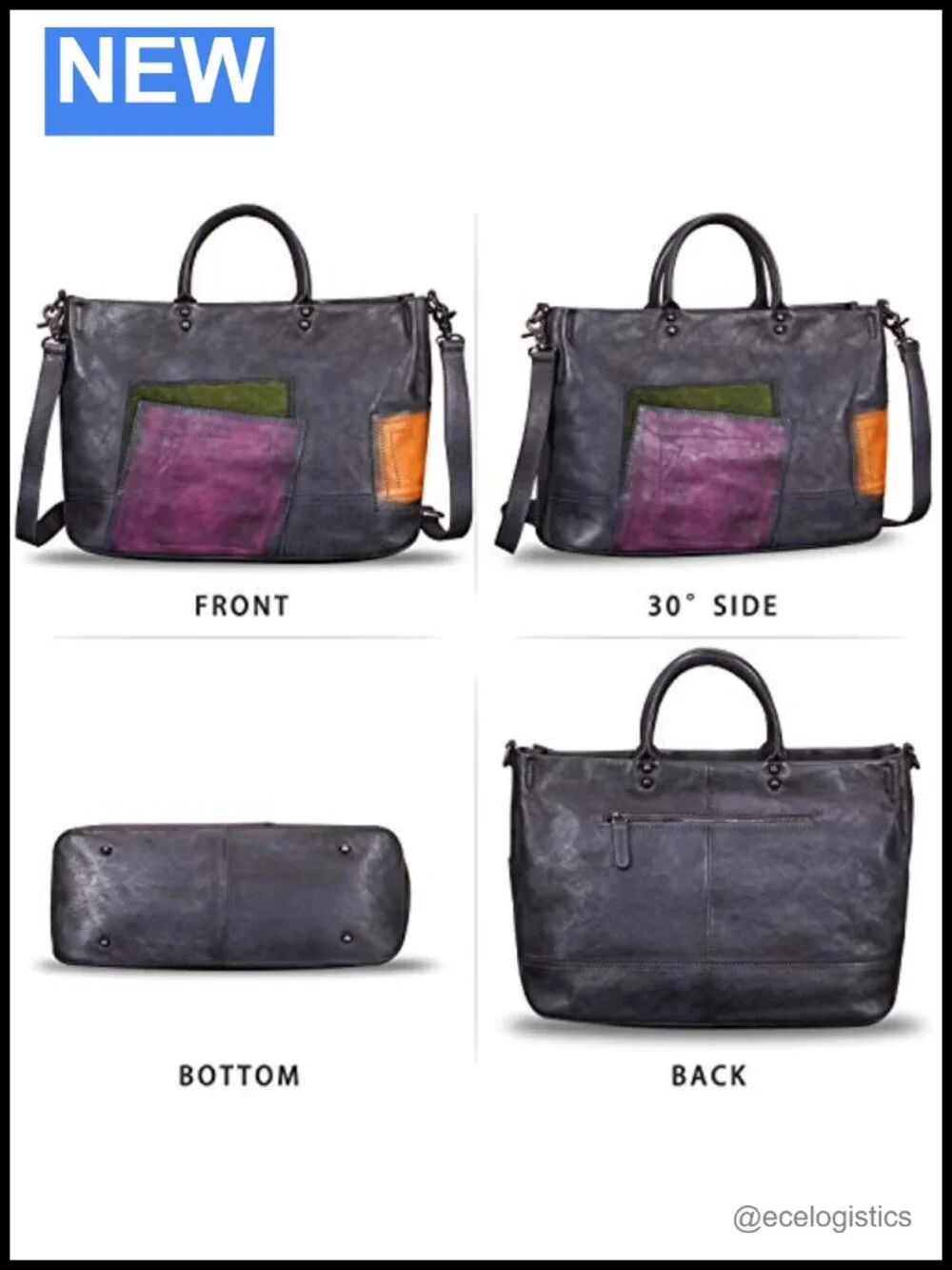 Genuine Leather Satchel Handbag Vintage Top Handle Shoulder Bag Large Women